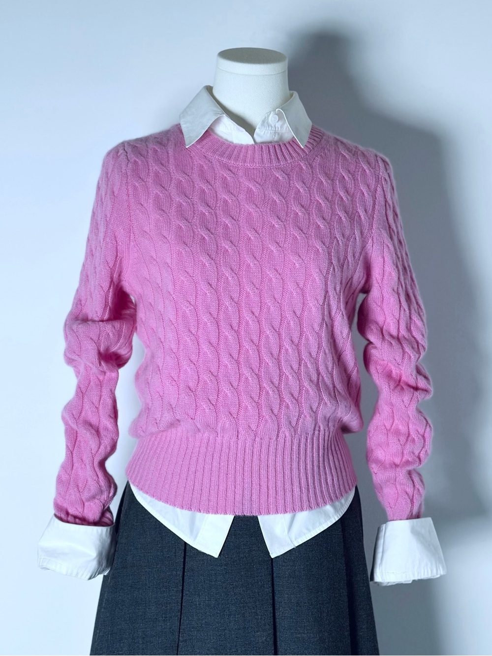 J.Crew 100% Cashmere Cable-Knit Crewneck Sweater – Women’s XS – Pink – Like New